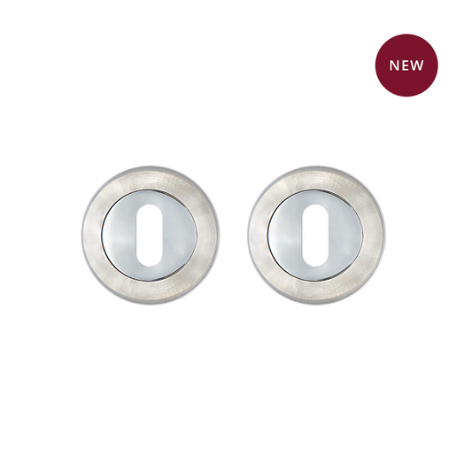 Round Escutcheon – Pair Satin Nickel / Chrome Polish Finish