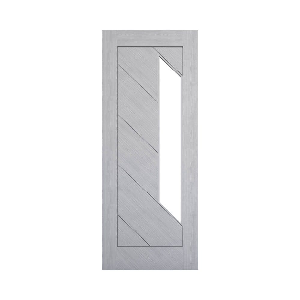 Torino Prefinished Light Grey Ash Glazed Fire Door